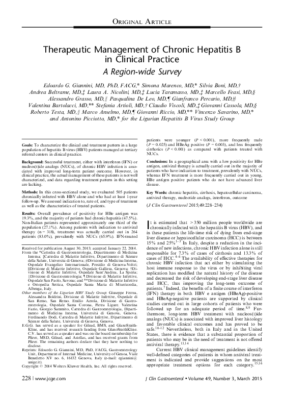 (PDF) Therapeutic Management of Chronic Hepatitis B in Clinical Practice