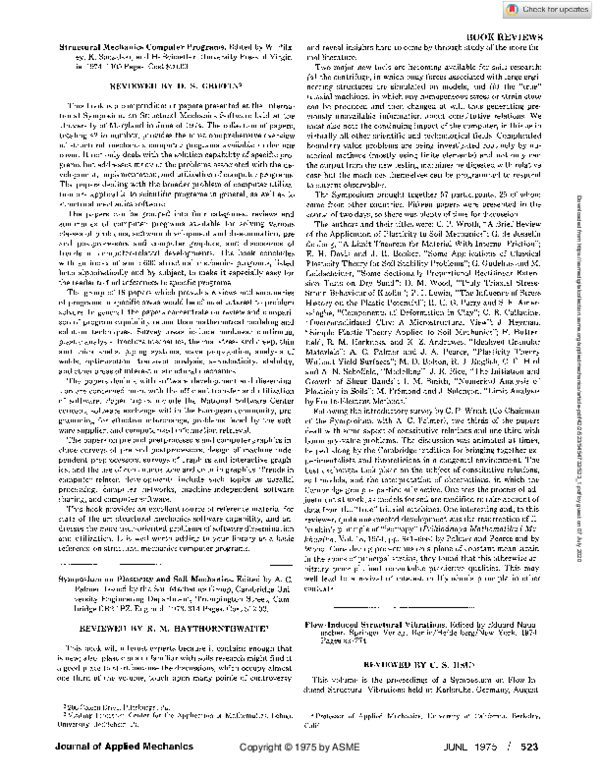 (PDF) Structural Mechanics Computer Programs