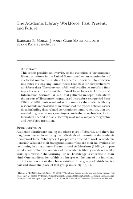 (PDF) The Academic Library Workforce: Past, Present, and Future