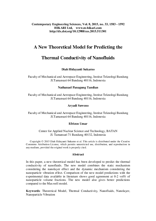 (PDF) A new theoretical model for predicting the thermal conductivity ...