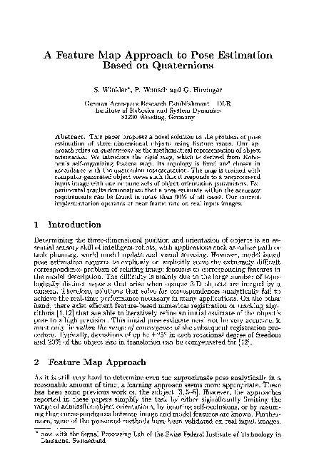 (PDF) A feature map approach to pose estimation based on quaternions