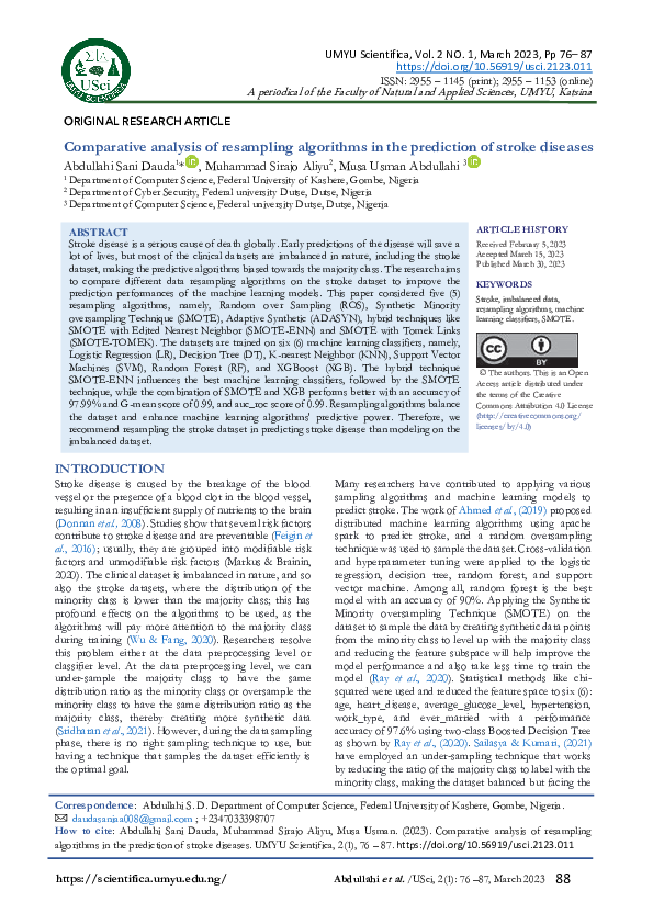 (PDF) Comparative analysis of resampling algorithms in the prediction ...