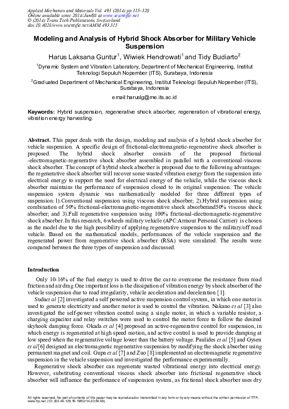 (PDF) Modeling and Analysis of Hybrid Shock Absorber for Military ...
