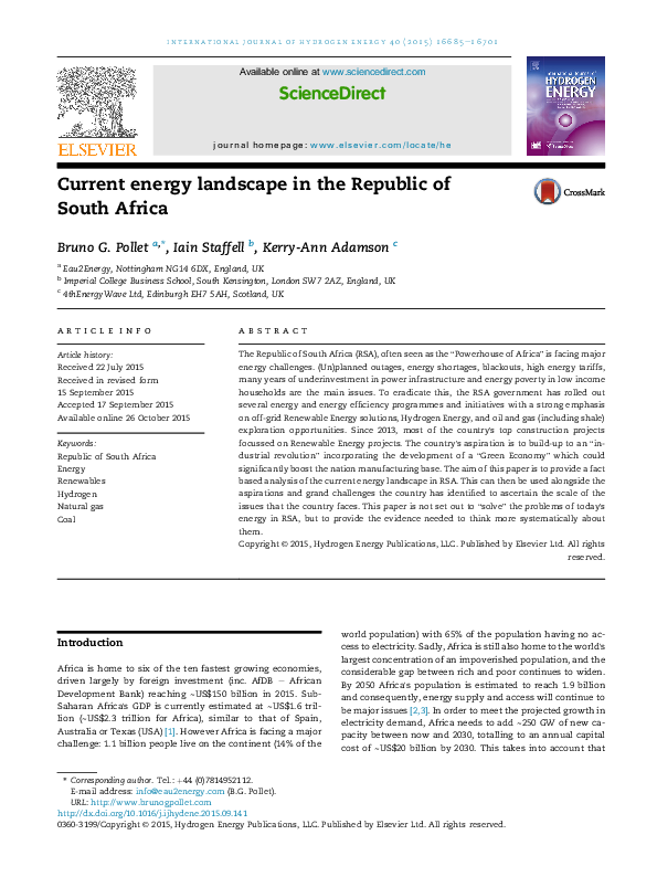 (PDF) Current energy landscape in the Republic of South Africa