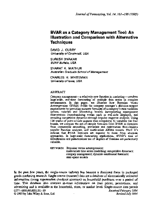 (PDF) BVAR as a category management tool: An illustration and ...