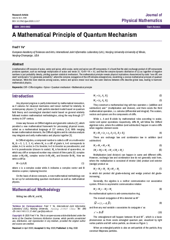 (PDF) A Mathematical Principle of Quantum Mechanism