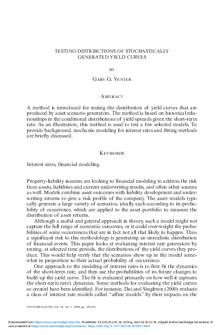 (PDF) Testing Distributions of Stochastically Generated Yield Curves ...