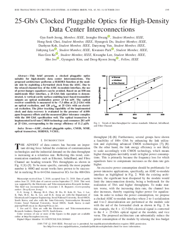 (PDF) 25-Gb/s Clocked Pluggable Optics for High-Density Data Center ...
