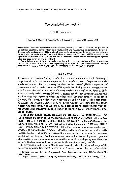(PDF) The equatorial thermocline