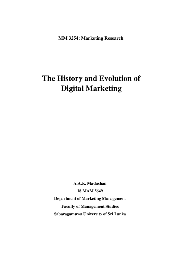 (PDF) The History and Evolution of Digital Marketing