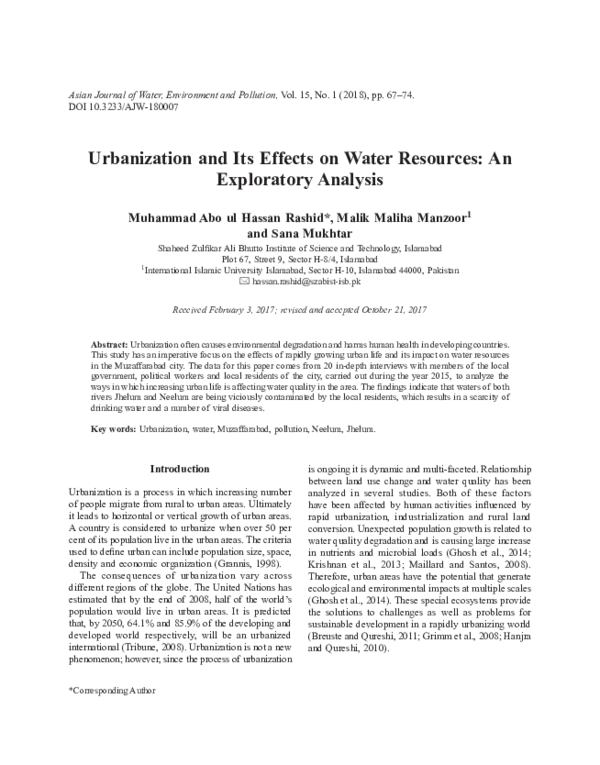 (PDF) Urbanization and Its Effects on Water Resources: An Exploratory ...