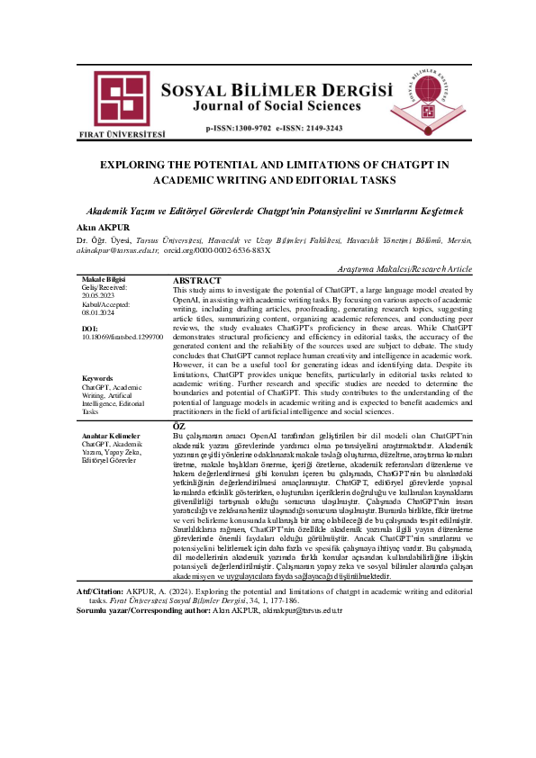 (PDF) EXPLORING THE POTENTIAL AND LIMITATIONS OF CHATGPT IN ACADEMIC ...