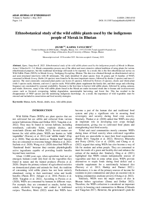 (PDF) Ethnobotanical study of the wild edible plants used by the ...