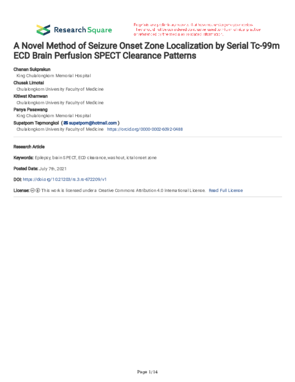 (PDF) A Novel method of seizure onset zone localization by serial Tc-99 ...