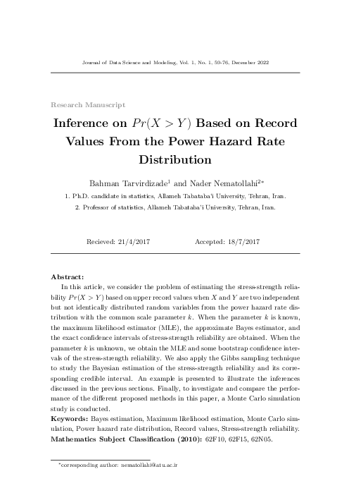 (PDF) Inference on Pr(X > Y ) Based on Record Values From the Power ...