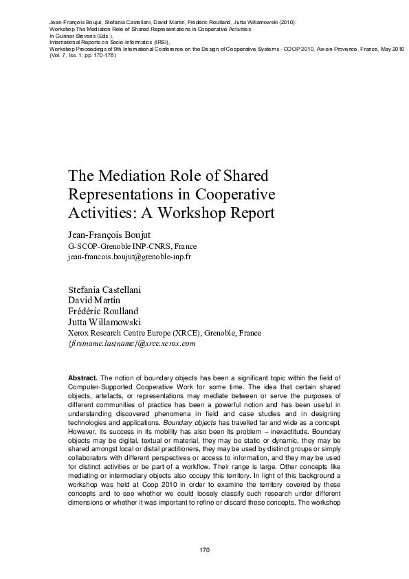 (PDF) The Mediation Role of Shared Representations in Cooperative ...