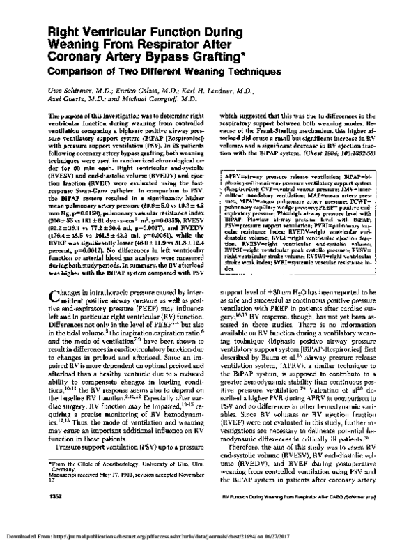 (PDF) Right ventricular function during weaning from respirator after ...