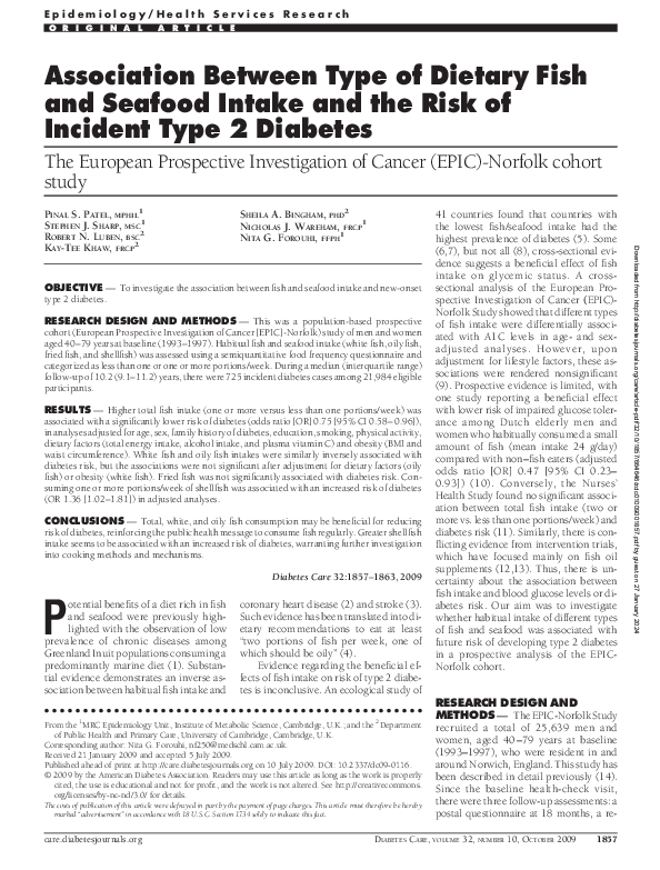 (PDF) Association Between Type of Dietary Fish and Seafood Intake and ...