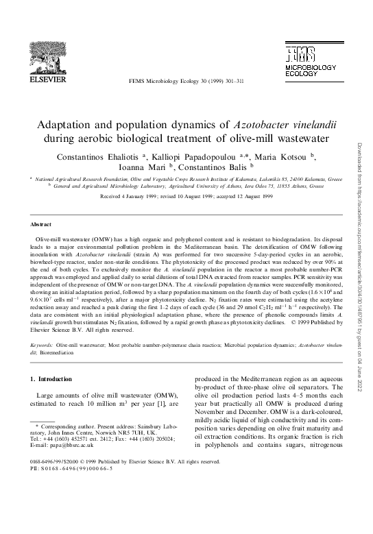 (PDF) Adaptation and population dynamics of Azotobacter vinelandii ...