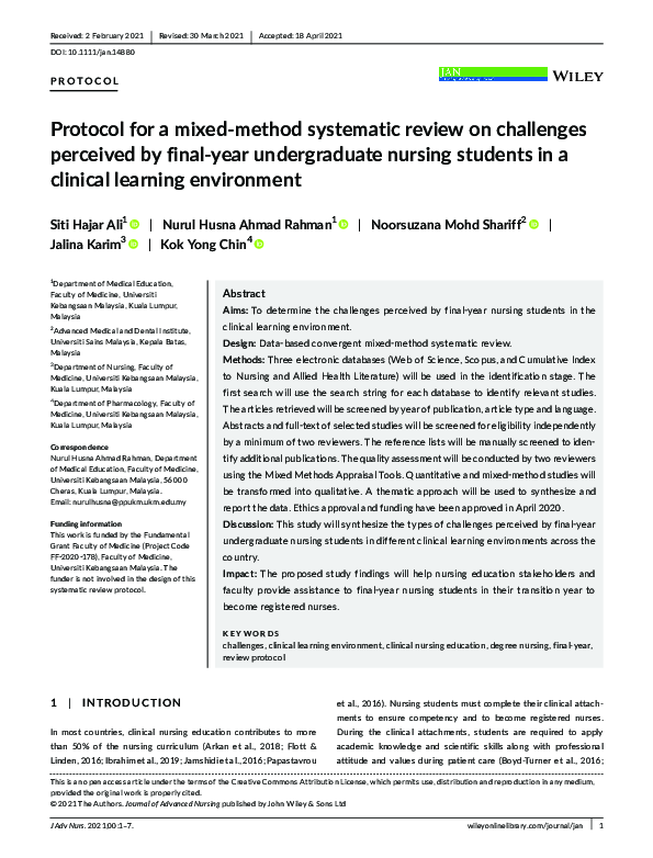 (PDF) Protocol for a mixed‐method systematic review on challenges ...