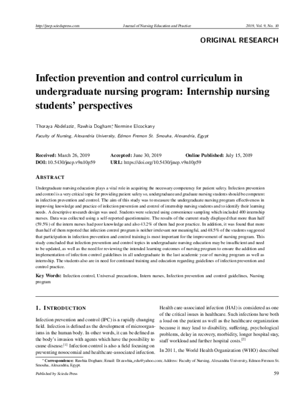 (PDF) Undergraduate nursing students' knowledge and perception of ...