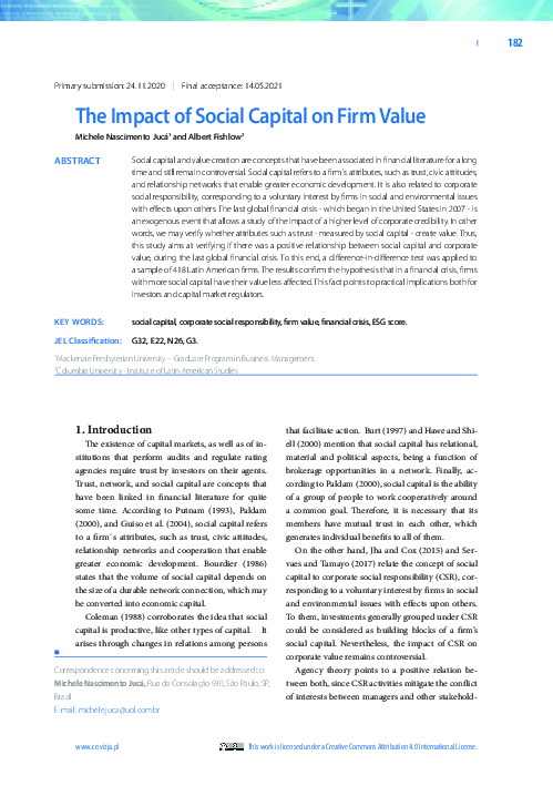 (PDF) The Impact of Social Capital on Firm Value