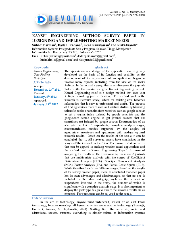 (PDF) Kansei Engineering Method Survey Paper In Designing And ...