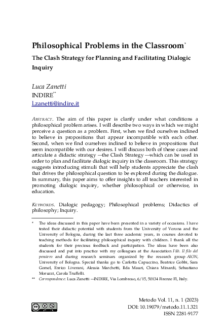 (PDF) Philosophical Problems in the Classroom. The Clash Strategy for ...