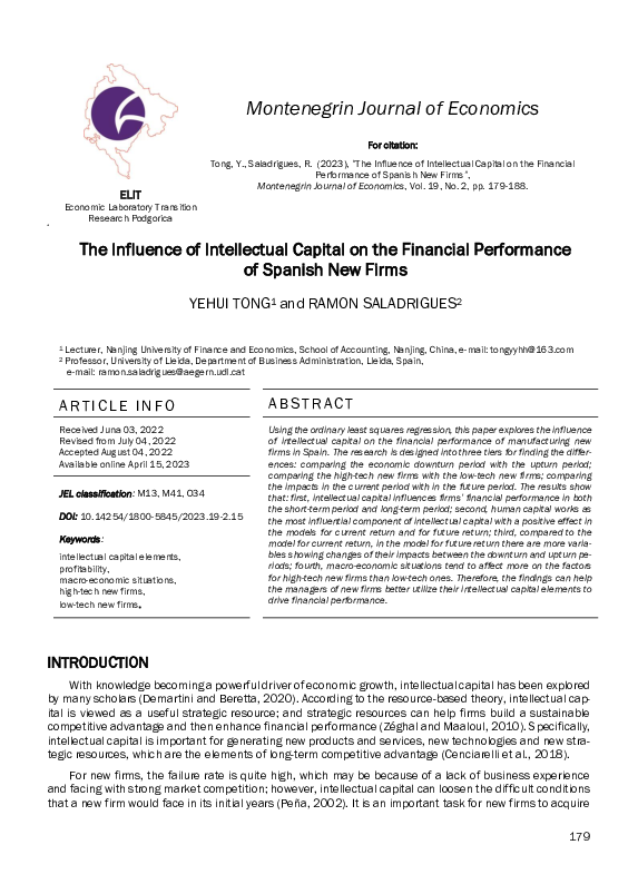 (PDF) The Influence of Intellectual Capital on the Financial ...