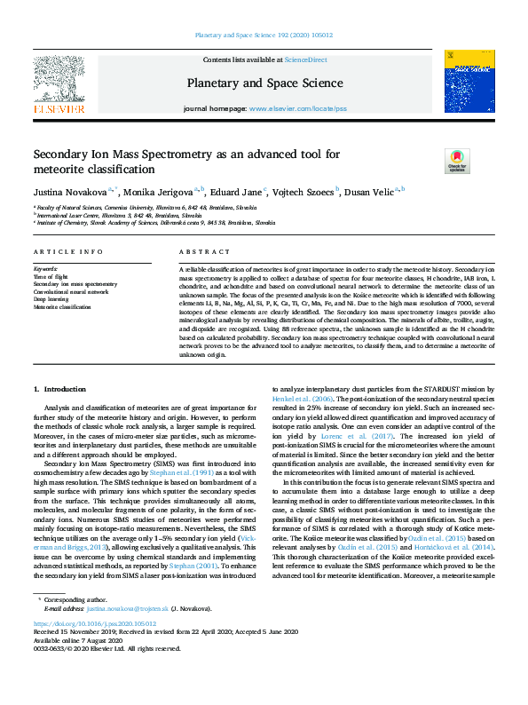 (PDF) Secondary Ion Mass Spectrometry as an advanced tool for meteorite ...