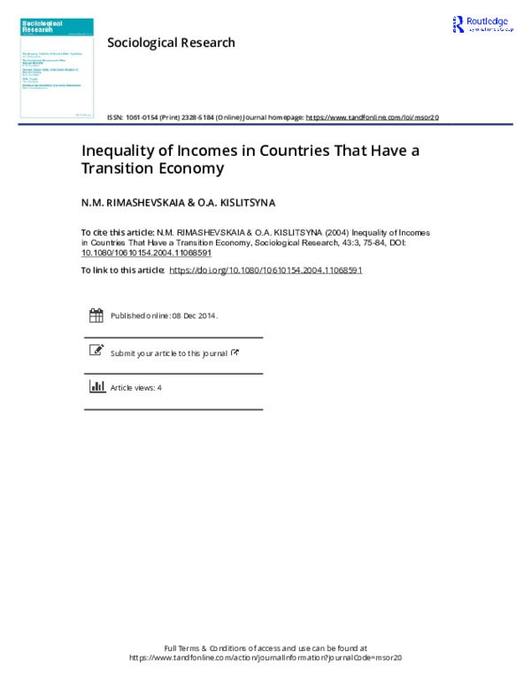 (PDF) Inequality of Incomes in Countries That Have a Transition Economy