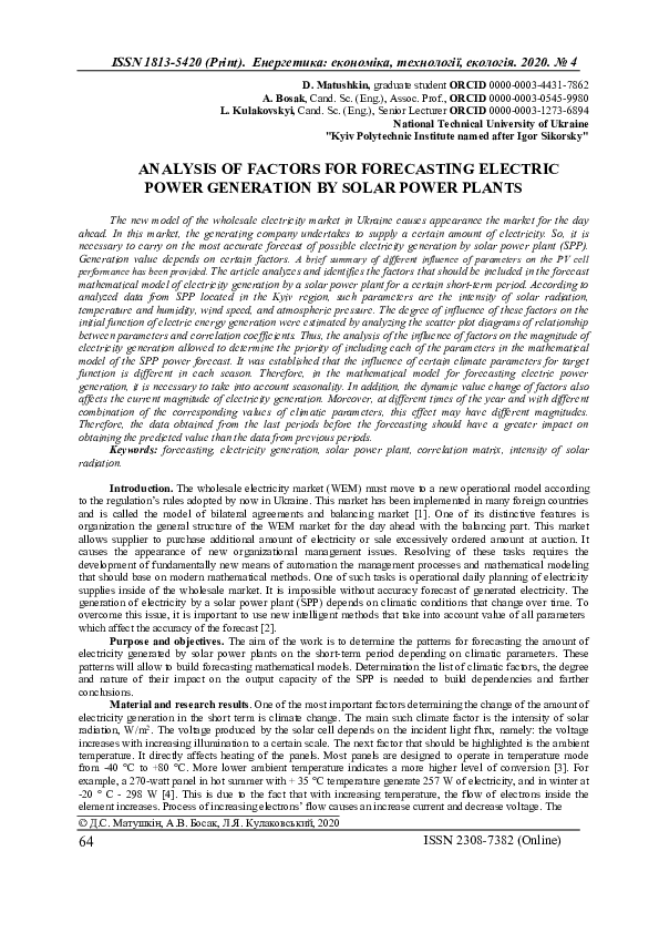 (PDF) Analysis of Factors for Forecasting Electric Power Generation by ...