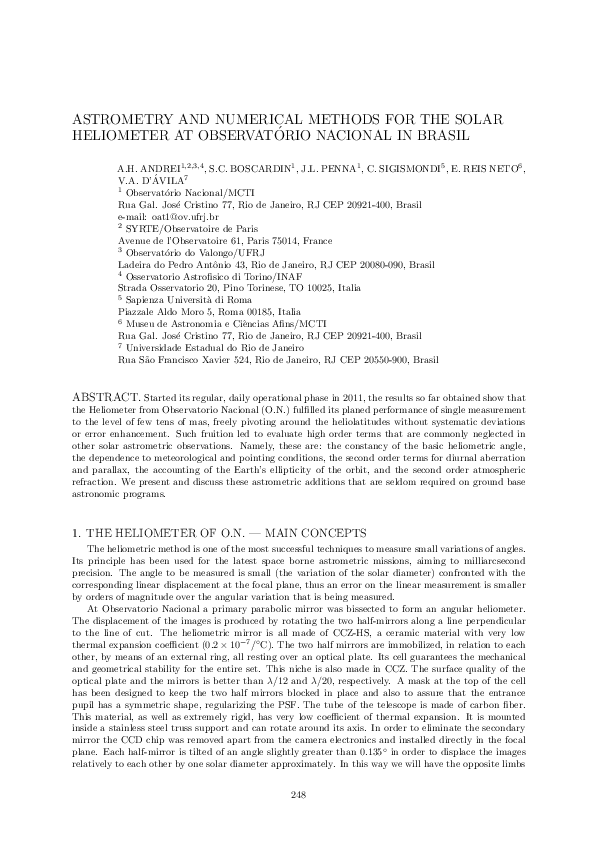 (PDF) Astrometry and numerical methods for the solar heliometer at ...