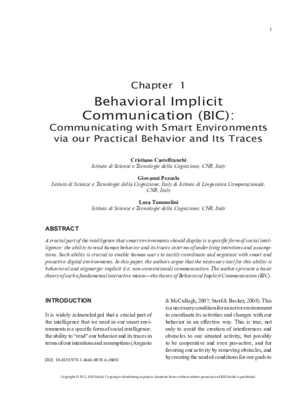 (PDF) Behavioral Implicit Communication (BIC)
