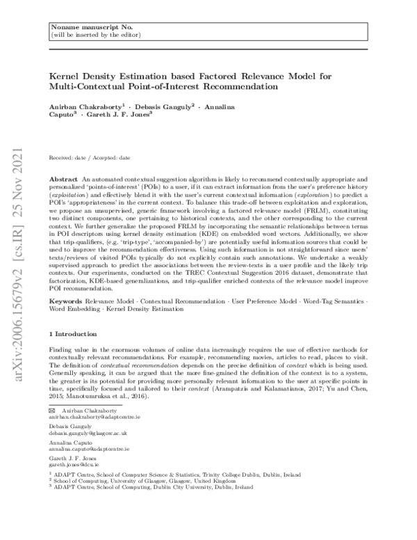 (PDF) Kernel density estimation based factored relevance model for ...