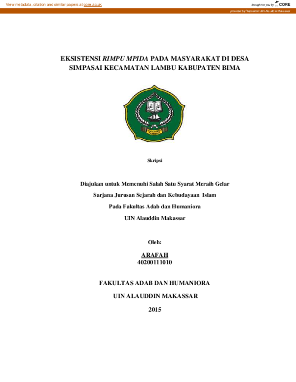 (PDF) Eksistensi Rimpu Mpida pada Masyarakat di Desa Simpasai Kecamatan ...