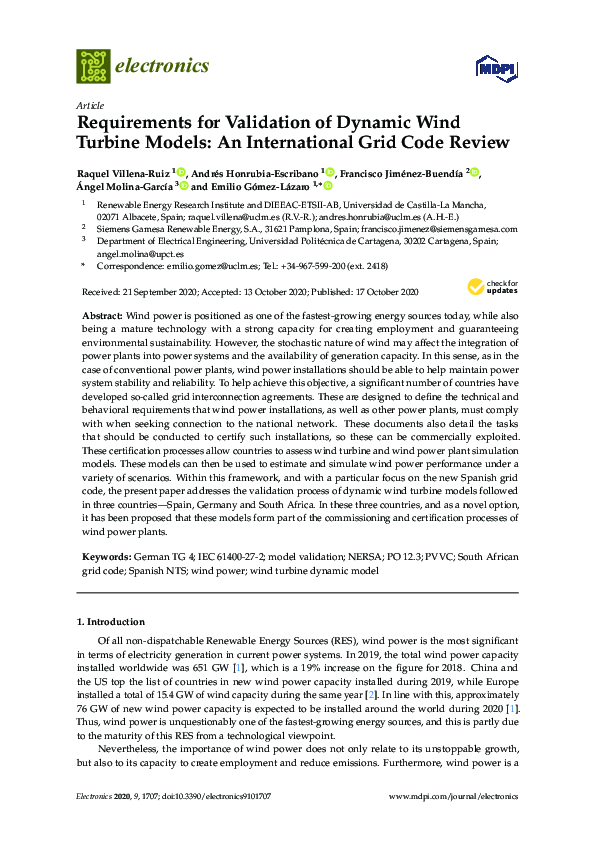 (PDF) Requirements for Validation of Dynamic Wind Turbine Models: An ...