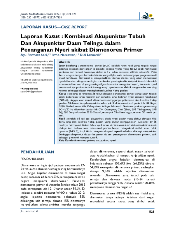 (PDF) Laporan Kasus Kombinasi Akupunktur Tubuh Dan Akupunktur Daun