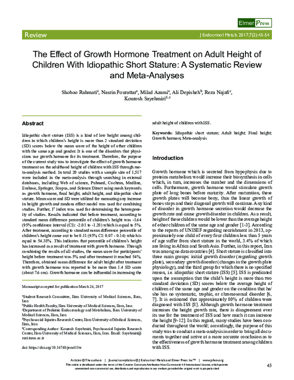 (PDF) The Effect of Growth Hormone Treatment on Adult Height of ...