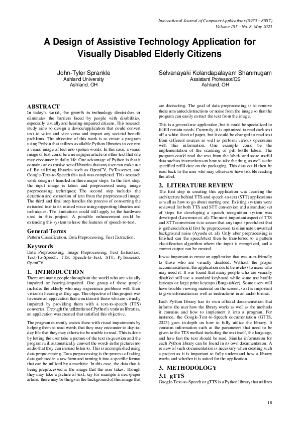 (PDF) A Design of Assistive Technology Application for Visually ...