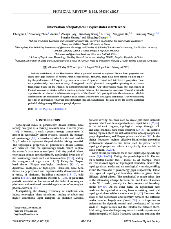 (PDF) Observation of topological Floquet states interference