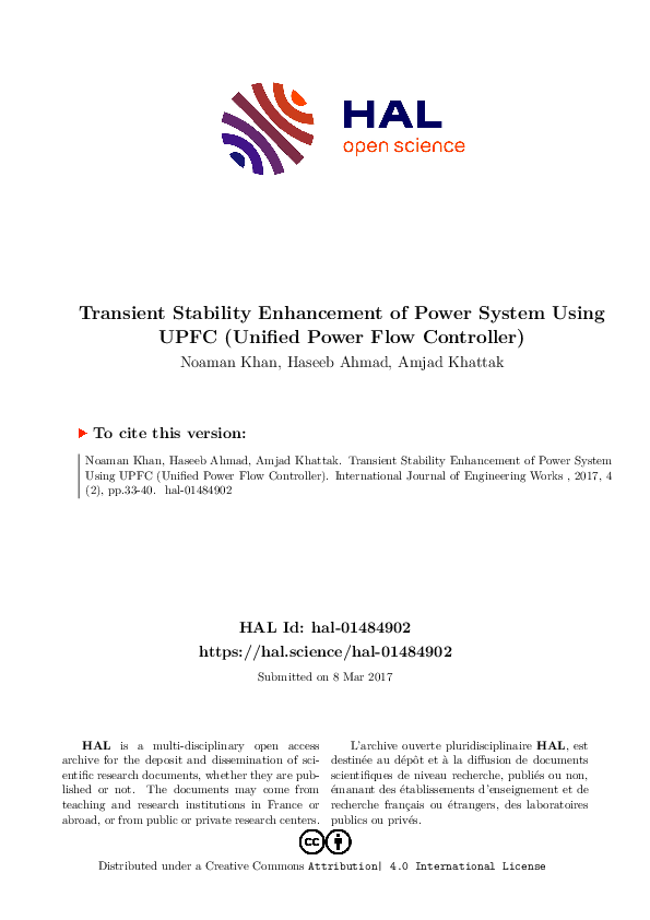 (PDF) Transient Stability Enhancement of Power System Using UPFC ...