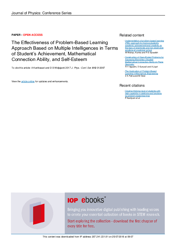 (PDF) The Effectiveness of Problem-Based Learning Approach Based on ...
