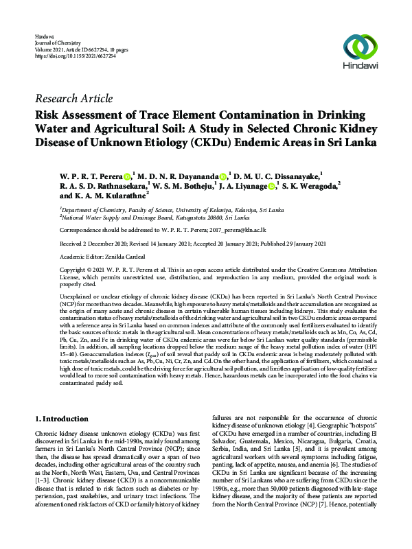 (PDF) Risk Assessment of Trace Element Contamination in Drinking Water ...