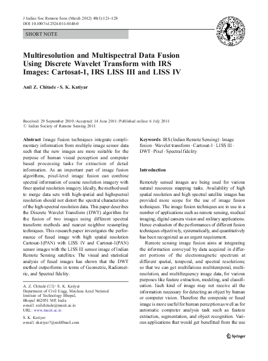 (PDF) Multiresolution and Multispectral Data Fusion Using Discrete ...
