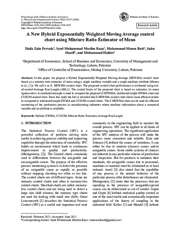 (PDF) A New Hybrid Exponentially Weighted Moving Average control chart ...