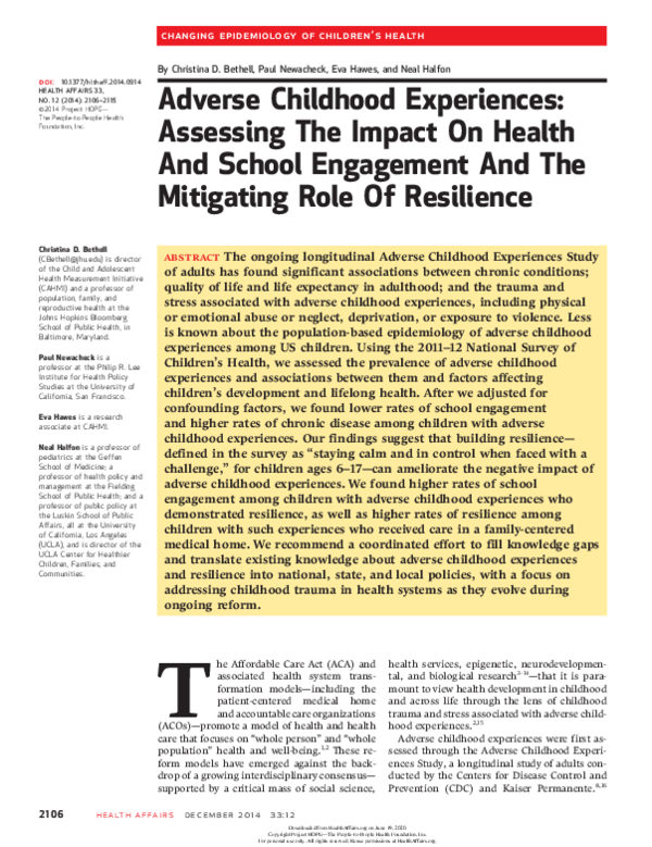 (PDF) Adverse Childhood Experiences: Assessing The Impact On Health And ...