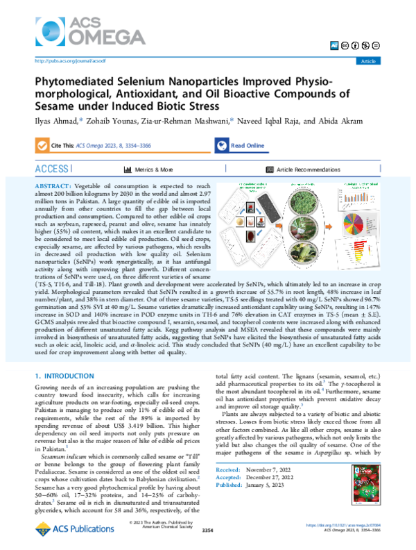 (PDF) Phytomediated Selenium Nanoparticles Improved Physio ...
