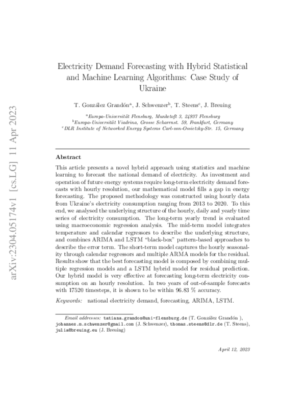 (PDF) Electricity Demand Forecasting with Hybrid Statistical and ...