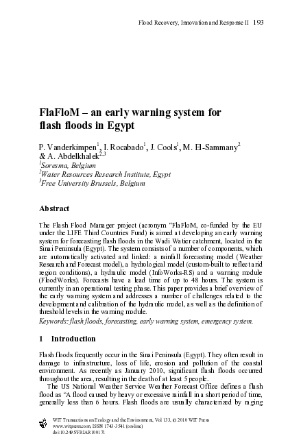 (PDF) FlaFloM – an early warning system for flash floods in Egypt